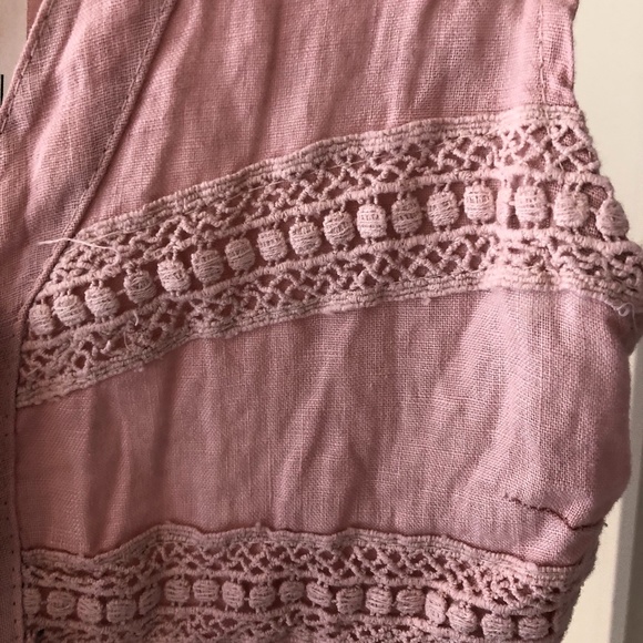 Pale Pink Linen Cotton Sleeveless Eyelet Sundress - Picture 4 of 4